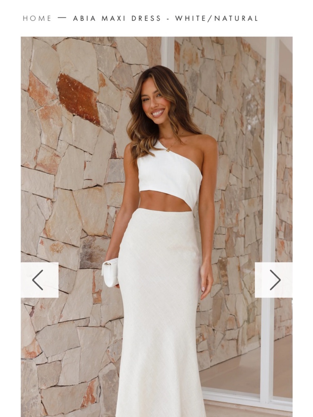 Billy J stunning One-Shoulder White/Tan Linen Dress